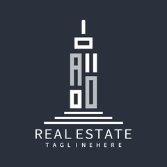 Obraz premium initial monogram logo for real estate with building shape creative design