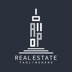 Obraz premium initial monogram logo for real estate with building shape creative design