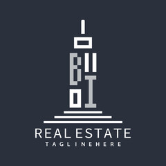 initial monogram logo for real estate with building shape creative design