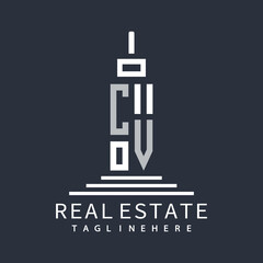 Obraz premium initial monogram logo for real estate with building shape creative design