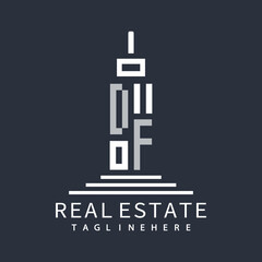initial monogram logo for real estate with building shape creative design