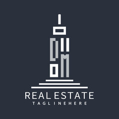 initial monogram logo for real estate with building shape creative design