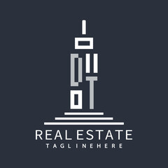 initial monogram logo for real estate with building shape creative design