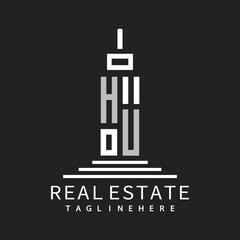 Obraz premium initial monogram logo for real estate with building shape creative design