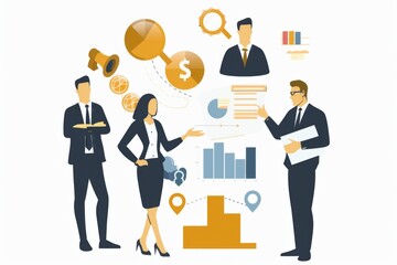 Conceptual Business Flat Illustration created with Generative AI