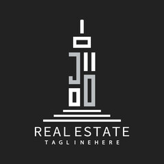 Obraz premium initial monogram logo for real estate with building shape creative design