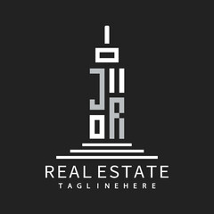 initial monogram logo for real estate with building shape creative design