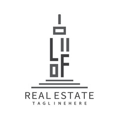 initial monogram logo for real estate with building shape creative design