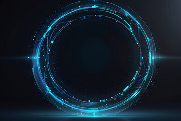 Blue hologram portal with a magical, sci-fi design. High-tech, futuristic teleport podium with stunning light effects.