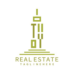 initial monogram logo for real estate with building shape creative design