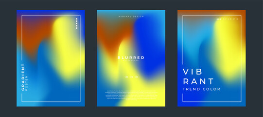 Blurred backgrounds set with modern abstract color gradient. Templates for posters flyers and cards