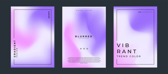 Mesh gradient minimalist background. Colorful blurred color poster set