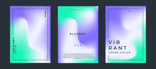 Abstract blurred background design set. Mesh gradient flyer and poster template