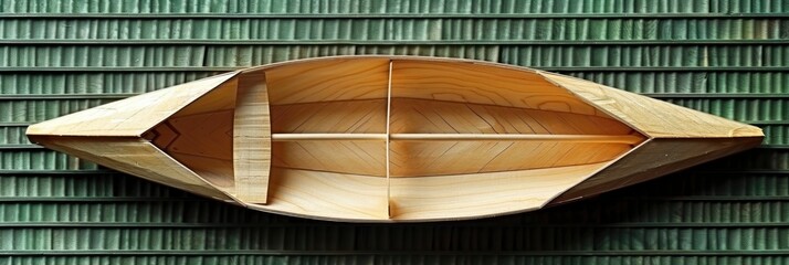 Obraz premium Create an image of a kayak on the center, with paddle and life jacket around it. The background is river blue, 