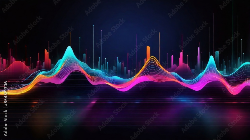 Aufkleber Design an abstract background featuring a digital waveform or signal graph, representing data transmission