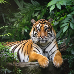 Obraz premium 호랑이, Tiger, 줄무늬, Stripes, 포식자, Predator, 육식동물, Carnivore, 아시아, Asia, 숲, Forest, 밀림, Jungle, 번식, Breeding, 새끼, Cub, 보호, Conservation, 야생, Wild, 사냥, Hunting, 위장, Camouflage, 영역, Territory, 힘, Strength, 