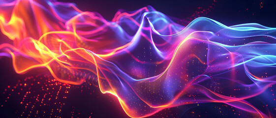 Obraz premium Futuristic digital background with glowing lines, abstract forms, and dynamic composition,
