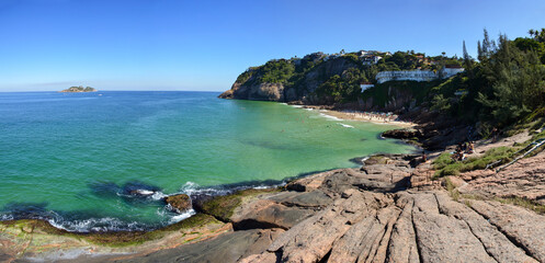 Beautiful sunny day at Praia da Joatinga (Joatinga beach), a paradise in Rio de Janeiro, Brazil.