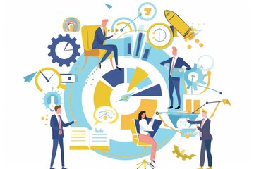 Conceptual Business Flat Illustration created with Generative AI