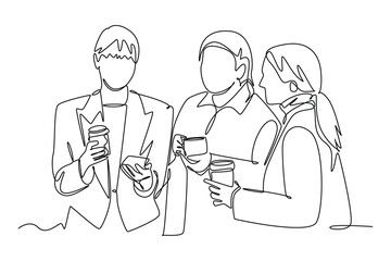 Meet Up Concept. Single line draw design vector graphic illustration.