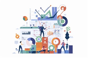 Conceptual Business Flat Illustration created with Generative AI