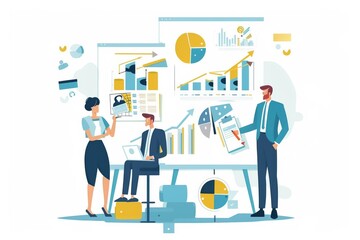 Conceptual Business Flat Illustration created with Generative AI