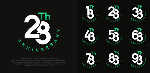 anniversary set vector design with white and green color for celebration moment