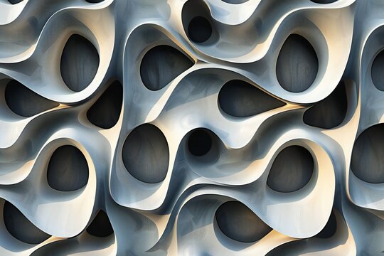 3D illustration of an abstract pattern with overlapping loops and shadows , generated by ai