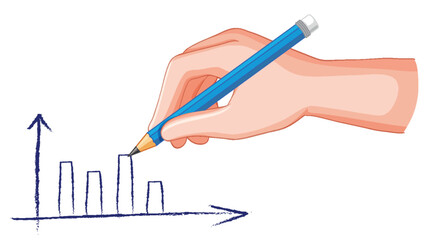 Hand sketching a bar graph with pencil