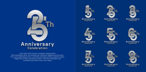 anniversary logotype vector design with silver color for celebration moment