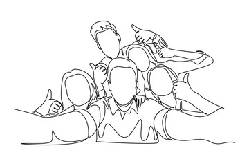 Meet Up Concept. Single line draw design vector graphic illustration.