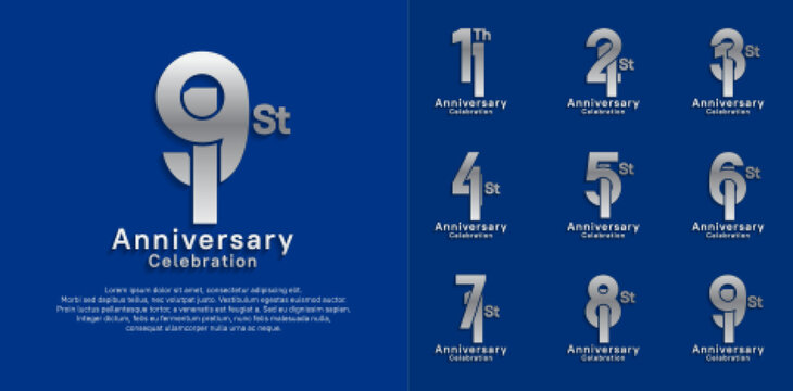 anniversary logotype vector design with silver color for celebration moment