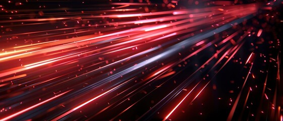 Obraz premium Fast-moving 3D light lines, dark backdrop, advanced tech,