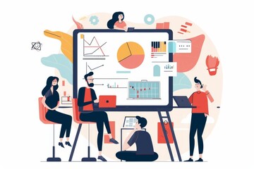 Fototapeta premium Conceptual Business Flat Illustration created with Generative AI