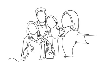 Meet Up Concept. Single line draw design vector graphic illustration.