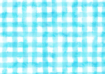 黄色と青のチェック水彩