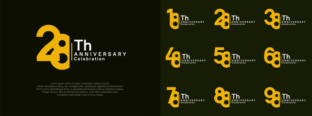 anniversary vector design set yellow and white color for celebration day