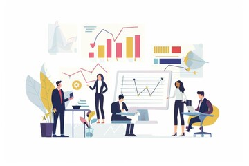 Conceptual Business Flat Illustration created with Generative AI
