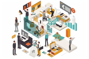 Conceptual Business Flat Illustration created with Generative AI