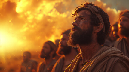 A photorealistic image of humble people representing Jesus followers