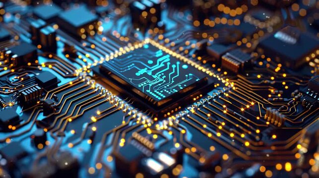 Design of algorithms specifically for quantum computers in technology concept. Video background, footage. 