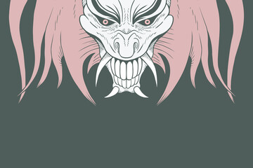 Kabuki character head draw