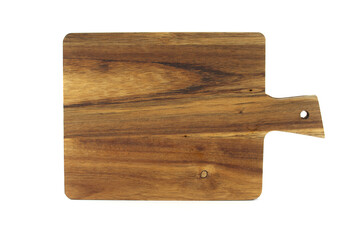 Wooden cutting board with a handle isolated on a white background