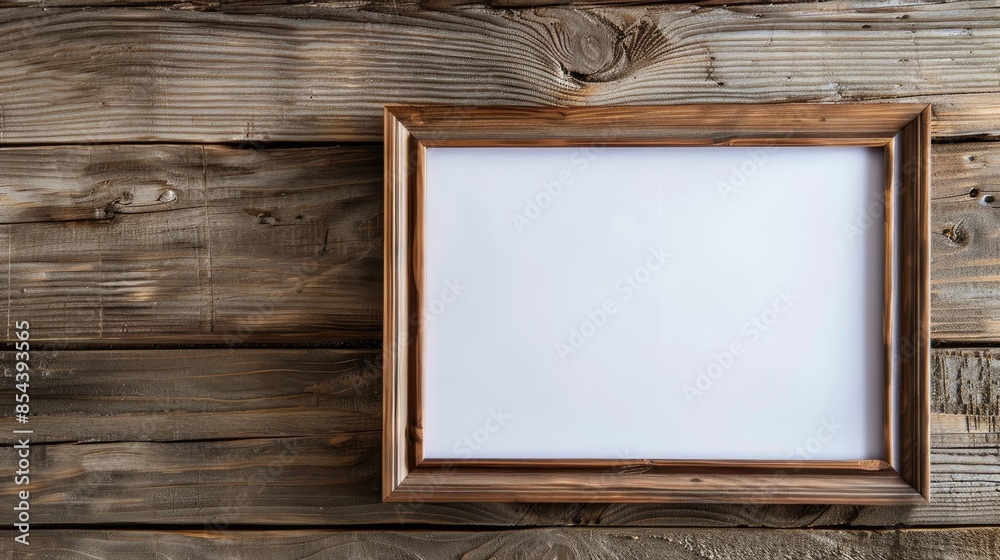 Wall mural Business Picture Frame on Wooden Background with Space for Text