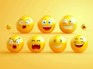 Vector illustration. A set of emoticons. A package of emoji icons. Funny yellow faces. Emoji Day