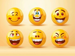 Naklejka premium Vector illustration. A set of emoticons. A package of emoji icons. Funny yellow faces. Emoji Day
