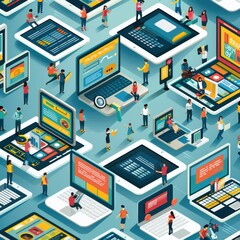 Fototapeta premium Isometric collection of city vehicles.