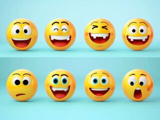 Fototapeta premium Vector illustration. A set of emoticons. A package of emoji icons. Funny yellow faces. Emoji Day