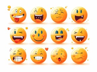 Fototapeta premium Vector illustration. A set of emoticons. A package of emoji icons. Funny yellow faces. Emoji Day