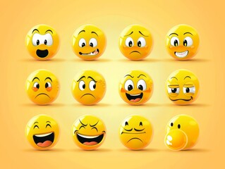 Vector illustration. A set of emoticons. A package of emoji icons. Funny yellow faces. Emoji Day